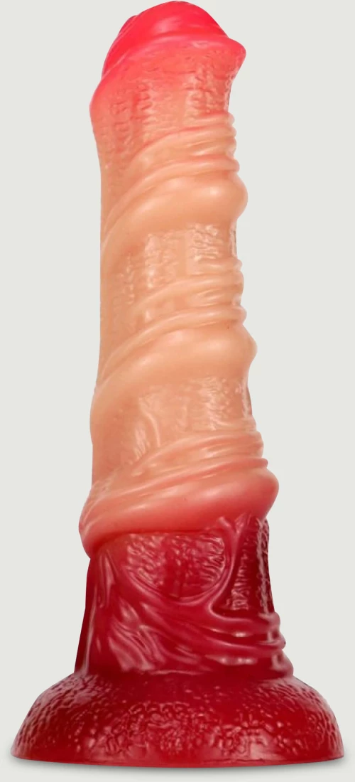 Dildo Σιλικόνης Δράκος με Ραβδώσεις & Βεντούζα Kawal Dragon Silicone Dildo with Suction Cup 20 x 5,5 cm - Κόκκινο