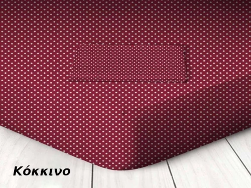 Κατωσέντονο με Λάστιχο Κόκκινο Πουά Βαμβάκι Γαρύφαλλο 100-180x200+30cm - 180x200