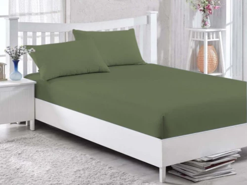 Κατωσέντονο με Λάστιχο Χακί Στρατού 100% Βαμβακερό Γαρύφαλλο 100-180x200+30cm - 160x200+30