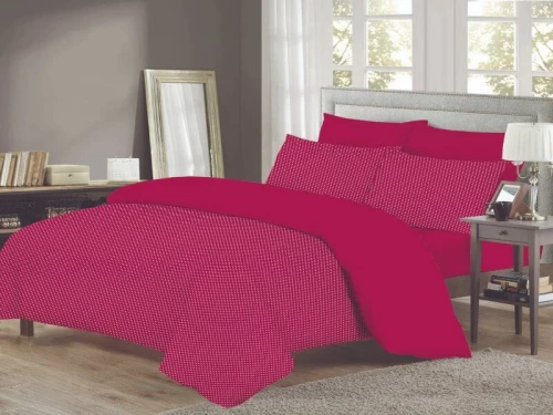 Σετ Σεντόνια 100% Βαμβακερά Κόκκινο Πουά Γαρύφαλλο - 220x260