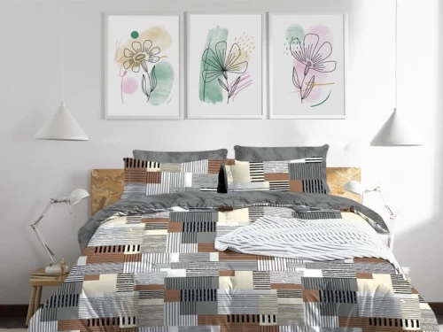 Σετ Σεντόνια Πολύχρωμα 100% Βαμβακερά Γαρύφαλλο - 220x260, 160x200+30