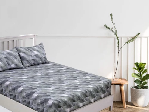 Κατωσέντονο με Λάστιχο Grey Illus 100% Βαμβακερό Reactive Γαρύφαλλο 100-180x200+30cm - 180x200, 180x200+30