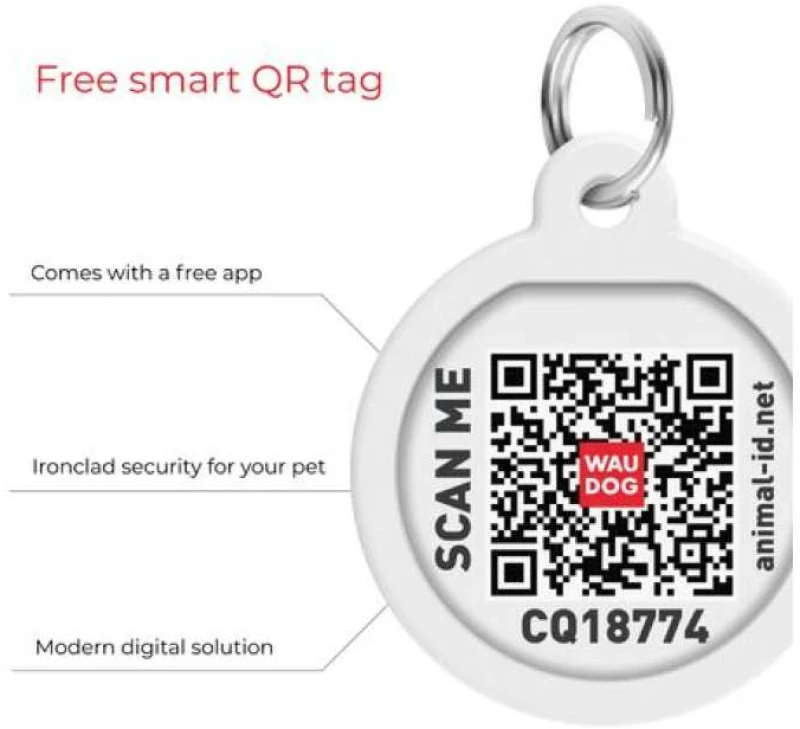 Waudog Κολάρο Σκύλου με Smart ID Reflective Red Fastex XL 25mm x 37-58cm