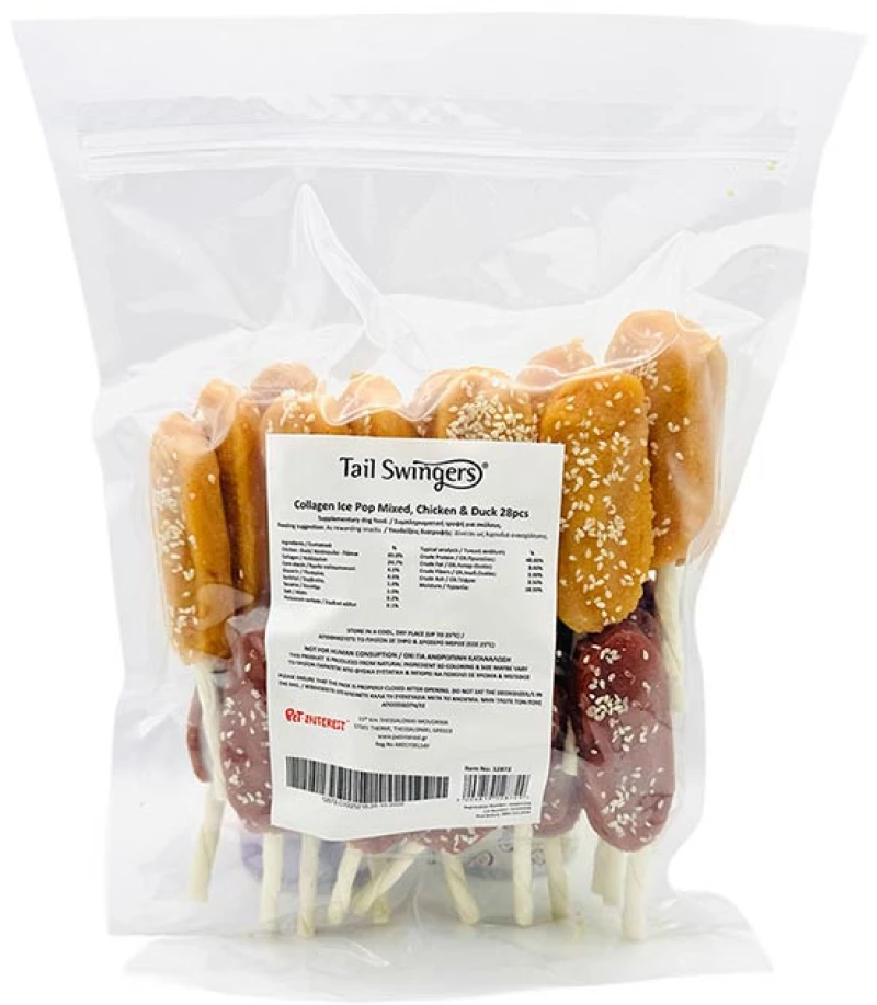 Tail Swingers Λιχουδιές Σκύλου Collagen Ice Pop Mixed Chicken & Duck 28pcs