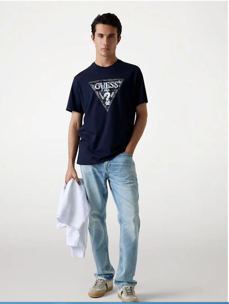 Guess ανδρικό βαμβακερό t-shirt regular fit μπλε M5YI15I3Z14-G7V2