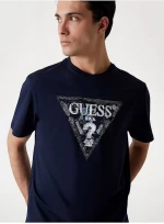 Guess ανδρικό βαμβακερό t-shirt regular fit μπλε M5YI15I3Z14-G7V2