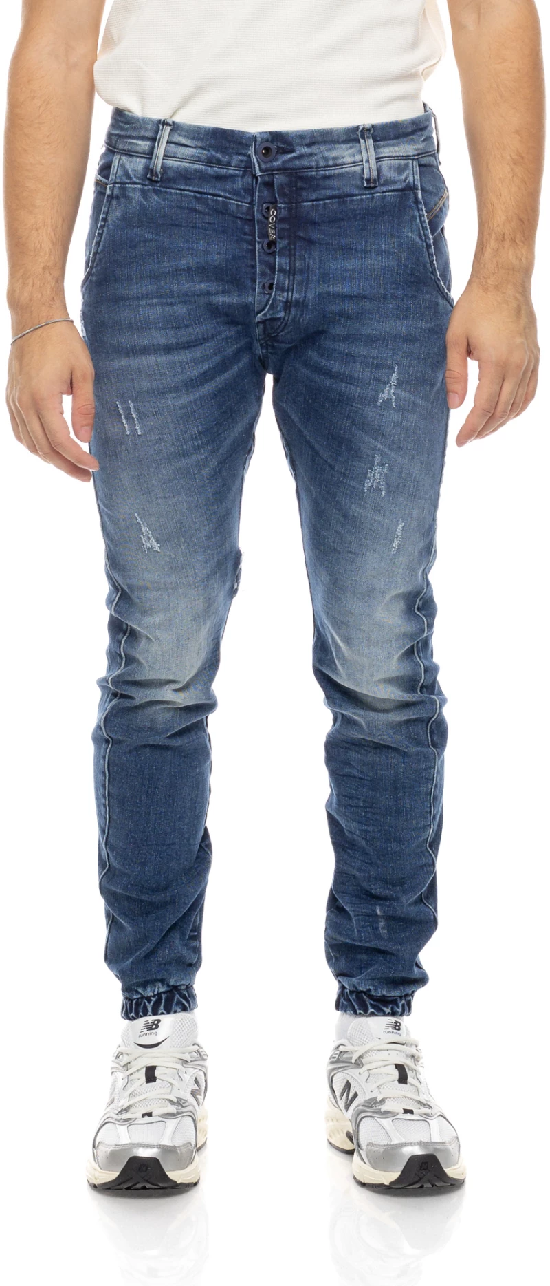 Cover Jeans ανδρικό βαμβακερό Jogger Tapered fit τζιν Como μπλε E5550