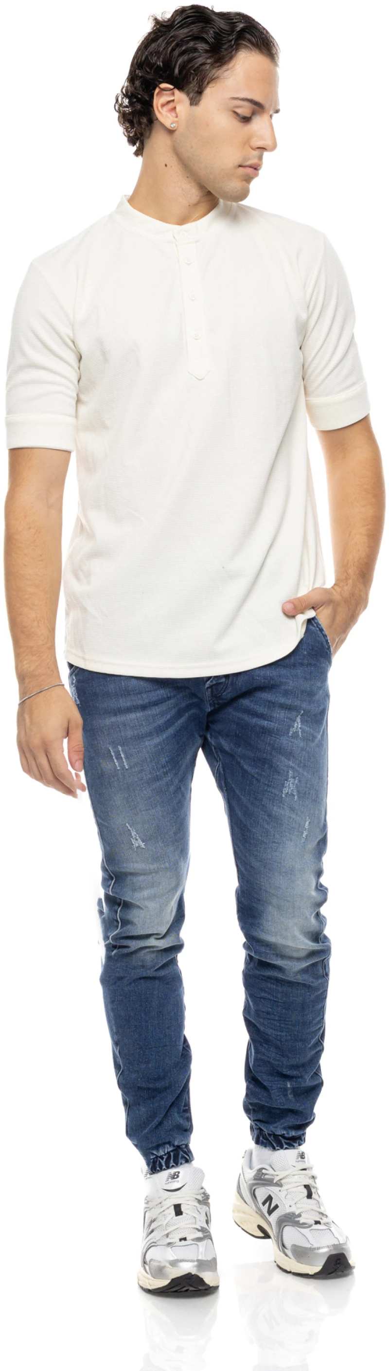 Cover Jeans ανδρικό βαμβακερό Jogger Tapered fit τζιν Como μπλε E5550
