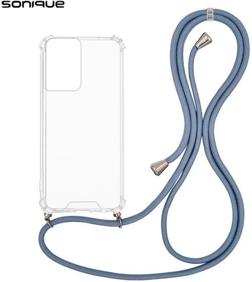 Θήκη Σιλικόνης με Κορδόνι Sonique Armor Clear Motorola Moto G85 5G Μπλε Γκρι
