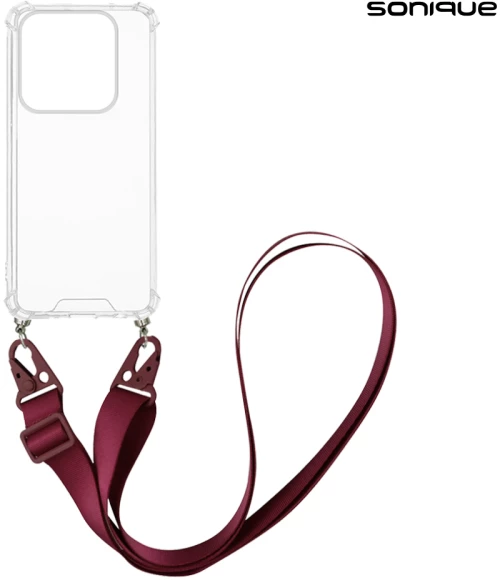 Θήκη Σιλικόνης με Strap Sonique Armor Clear Xiaomi Redmi Note 14 5G Μπορντό