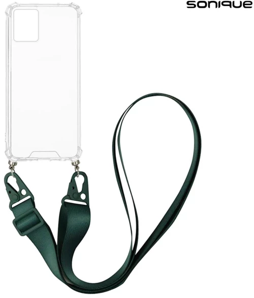 Θήκη Σιλικόνης με Strap Sonique Armor Clear Motorola Moto G75 5G Πράσινο Σκούρο