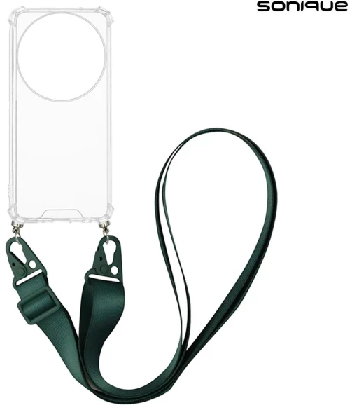 Θήκη Σιλικόνης με Strap Sonique Armor Clear Xiaomi Xiaomi 15 Ultra 5G Πράσινο Σκούρο