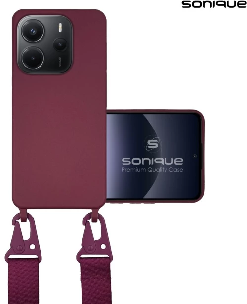 Θήκη Σιλικόνης με Strap CarryHang Sonique Xiaomi Redmi Note 14 4G (164.84mm) Μπορντώ