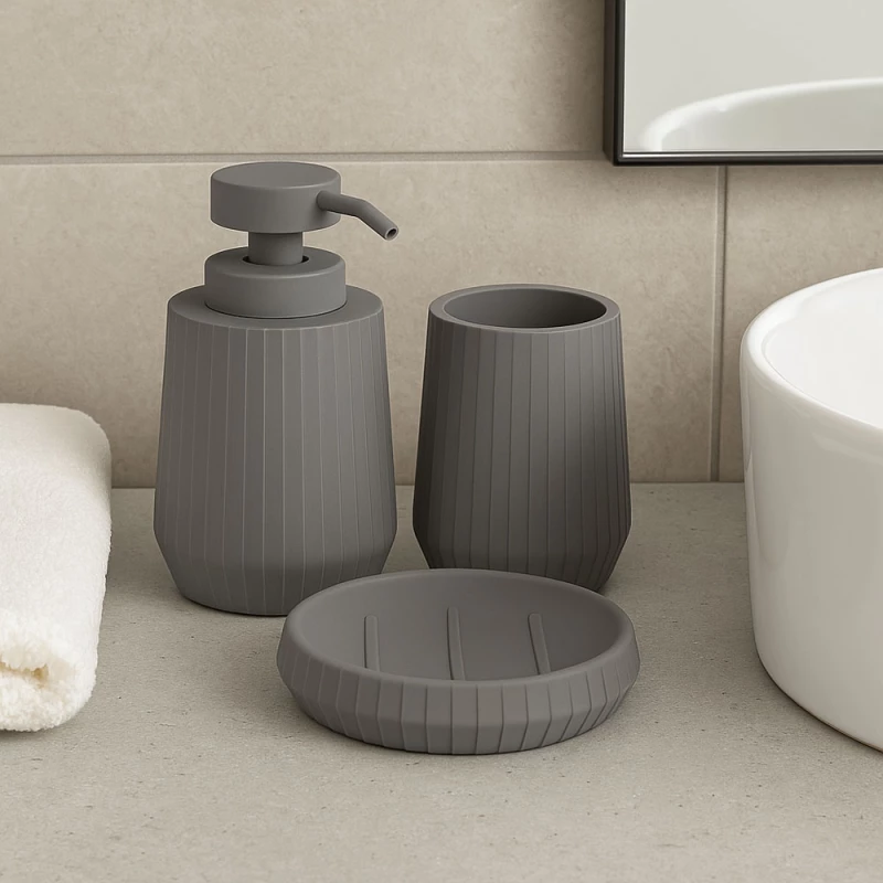 DISPENSER ΠΟΛΥΕΣΤΕΡΙΚΟ ΓΚΡΙ  ΜΕ ΡΙΓΕΣ 9x9x14,3εκ. - Ankor 850396