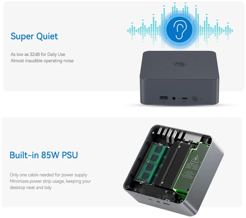 BEELINK mini PC EQi12, Intel i5-12450H, 16GB, 500GB M.2, Windows 11 Pro