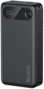 USAMS power bank CD251 με οθόνη, 3x θύρες εξόδου, 20000mAh, PD20W, μαύρο