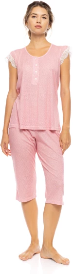 Γυναικεία Πυτζάμα Pink Label - Kάπρι -  SUMMER GEO Raspberry -  Με Πατιλέτα - Cotton