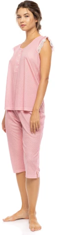 Γυναικεία Πυτζάμα Pink Label - Kάπρι -  SUMMER GEO Raspberry -  Με Πατιλέτα - Cotton