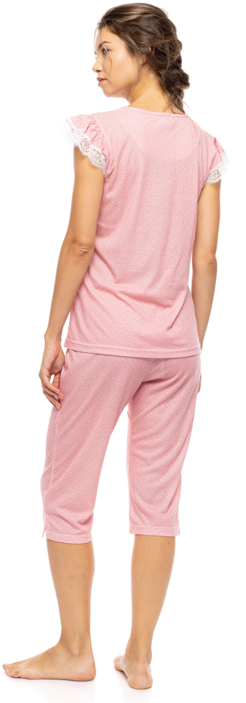 Γυναικεία Πυτζάμα Pink Label - Kάπρι -  SUMMER GEO Raspberry -  Με Πατιλέτα - Cotton