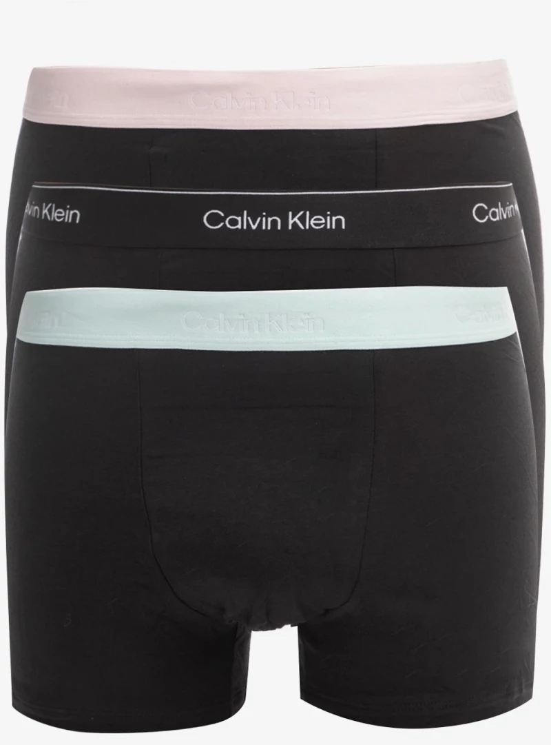 Ανδρικά boxer Calvin Klein - Μαύρο με χρωματιστό λάστιχο - 3 pack - Relaxed Trunk