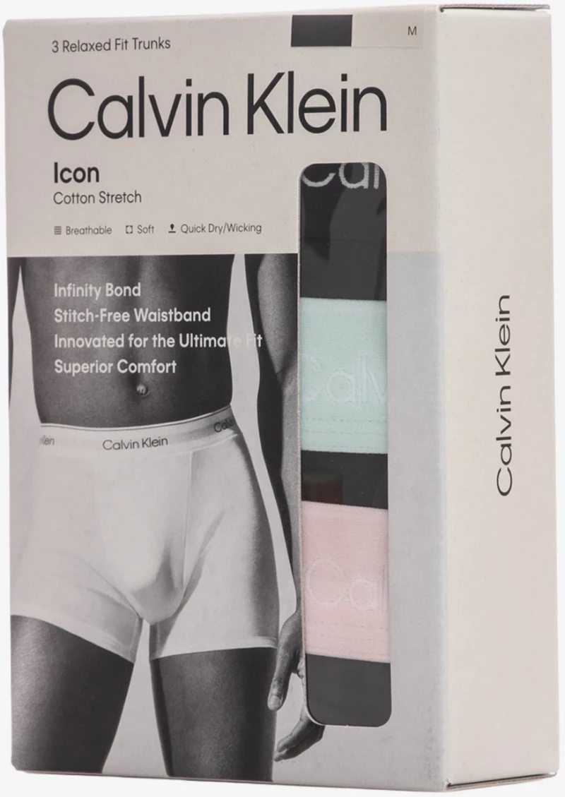 Ανδρικά boxer Calvin Klein - Μαύρο με χρωματιστό λάστιχο - 3 pack - Relaxed Trunk