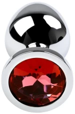 Silver anal plug with gem red