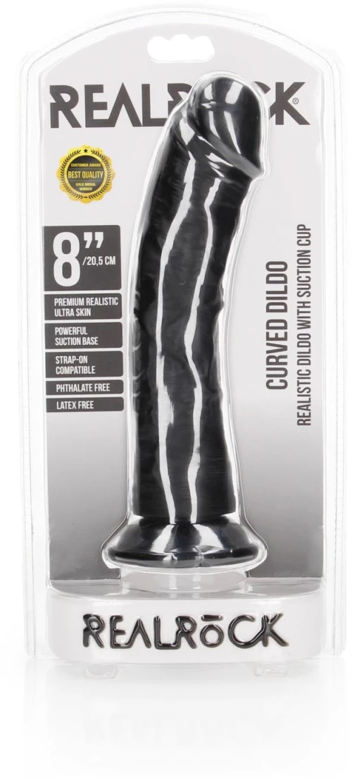 RealRock Ρεαλιστικό Dildo με Βεντούζα Μαύρο 20.5cm