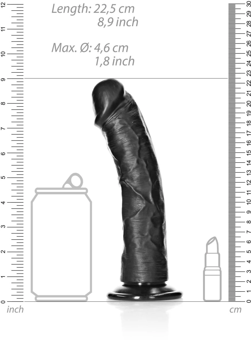 RealRock Ρεαλιστικό Dildo με Βεντούζα Μαύρο 20.5cm