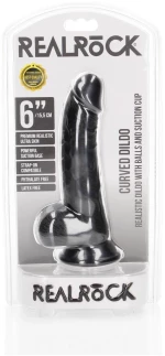 RealRock Ρεαλιστικό Dildo με Όρχεις και Βεντούζα Μαύρο 15.5cm