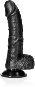 RealRock Ρεαλιστικό Dildo με Όρχεις και Βεντούζα Μαύρο 15.5cm
