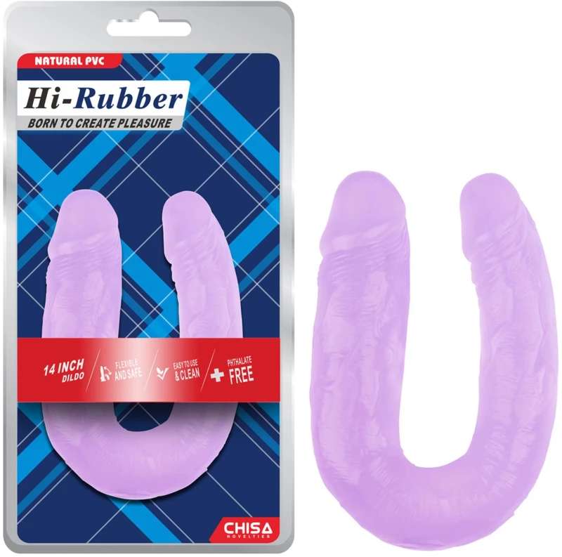 Curved Double Veined Lesbian Sex Dildo 18cm Μωβ