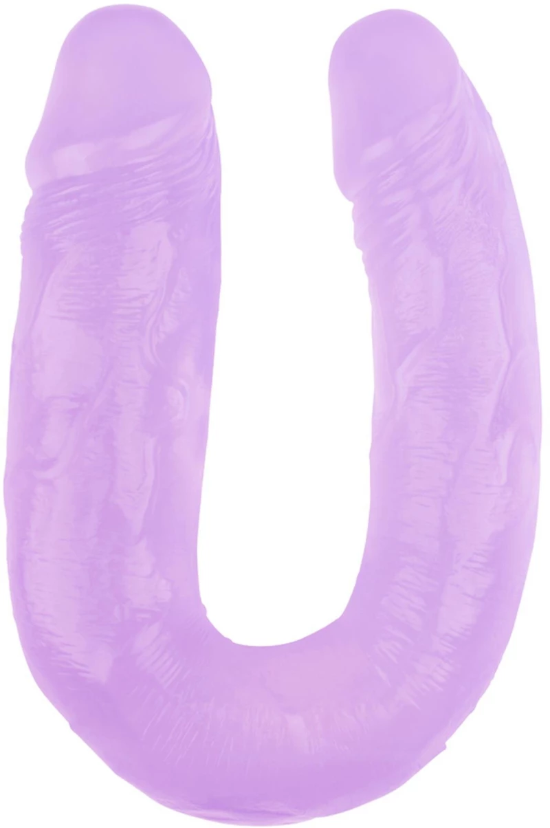 Curved Double Veined Lesbian Sex Dildo 18cm Μωβ
