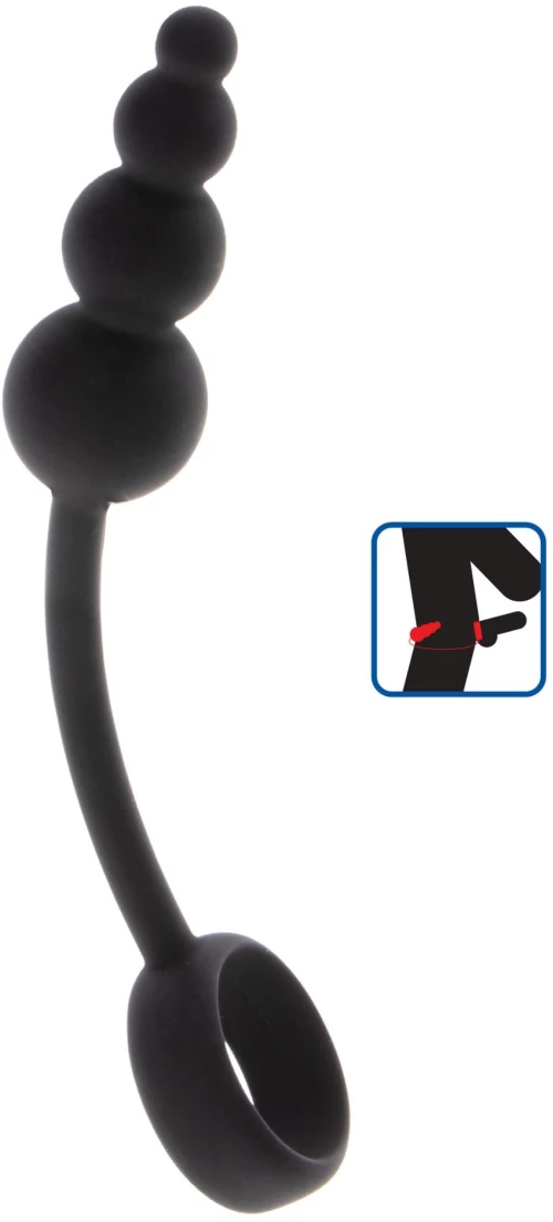 ToyJoy Δαχτυλίδι Πέους Σιλικόνης με Πρωκτική Σφήνα Μαύρο