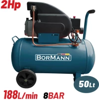 BORMANN Αεροσυμπιεστής Μονομπλόκ 2Hp/50L/188L/min (BAT5012)