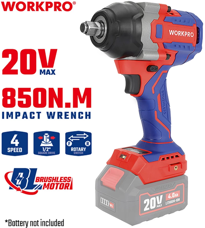 Μπουλονόκλειδο Μπαταρίας 20V Li-Ion Brushless SOLO (850 Nm) | WORKPRO (PROFI) WP390213