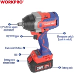 Μπουλονόκλειδο Μπαταρίας 20V Li-Ion Brushless SOLO (850 Nm) | WORKPRO (PROFI) WP390213