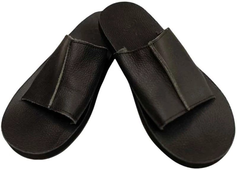 Παντόφλες δερμάτινες ανδρικές Reef Black