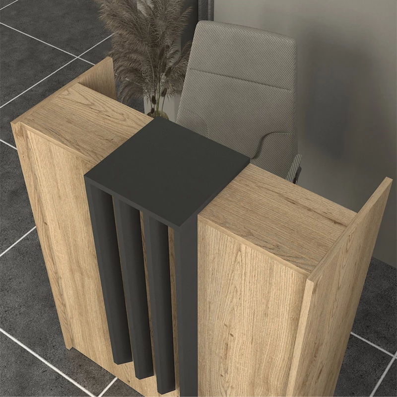Γραφείο υποδοχής - reception Hola  χρώμα sepet oak - ανθρακί 93,6x45,2x110,3εκ.