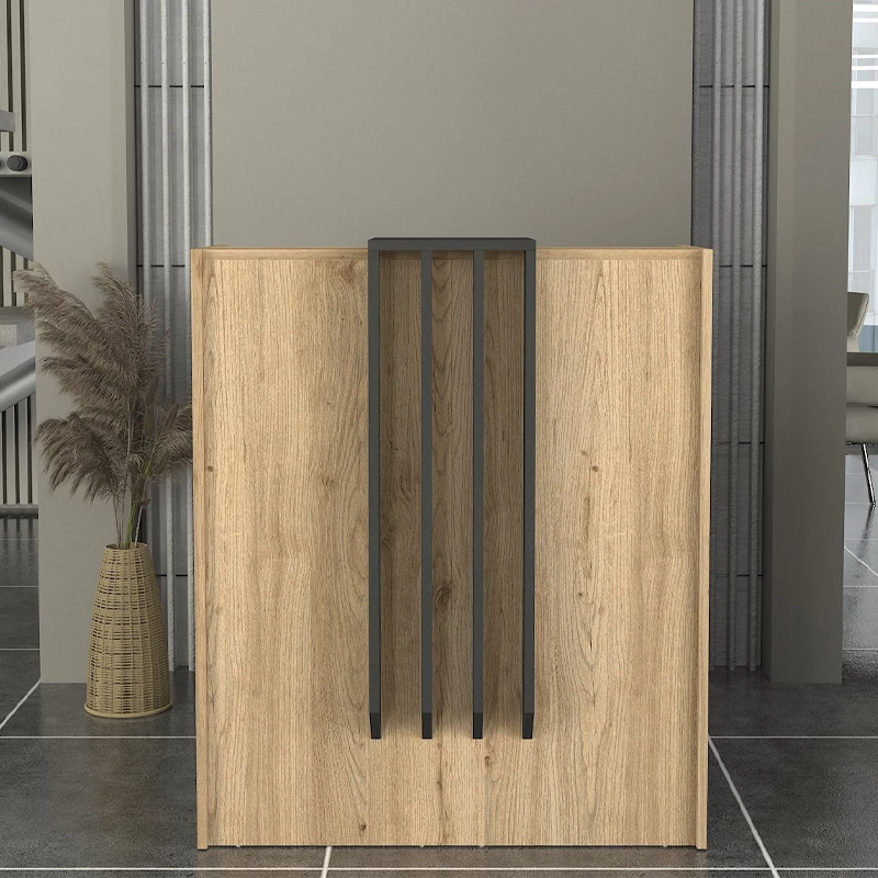 Γραφείο υποδοχής - reception Hola  χρώμα sepet oak - ανθρακί 93,6x45,2x110,3εκ.