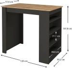 Τραπέζι μπαρ Monaco  χρώμα ανθρακί - sapphire oak 120x51,6x101,8εκ.