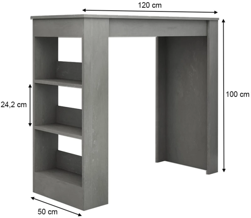 Τραπέζι μπαρ Deep  χρώμα γκρι σκυροδέματος 120x50x100εκ.