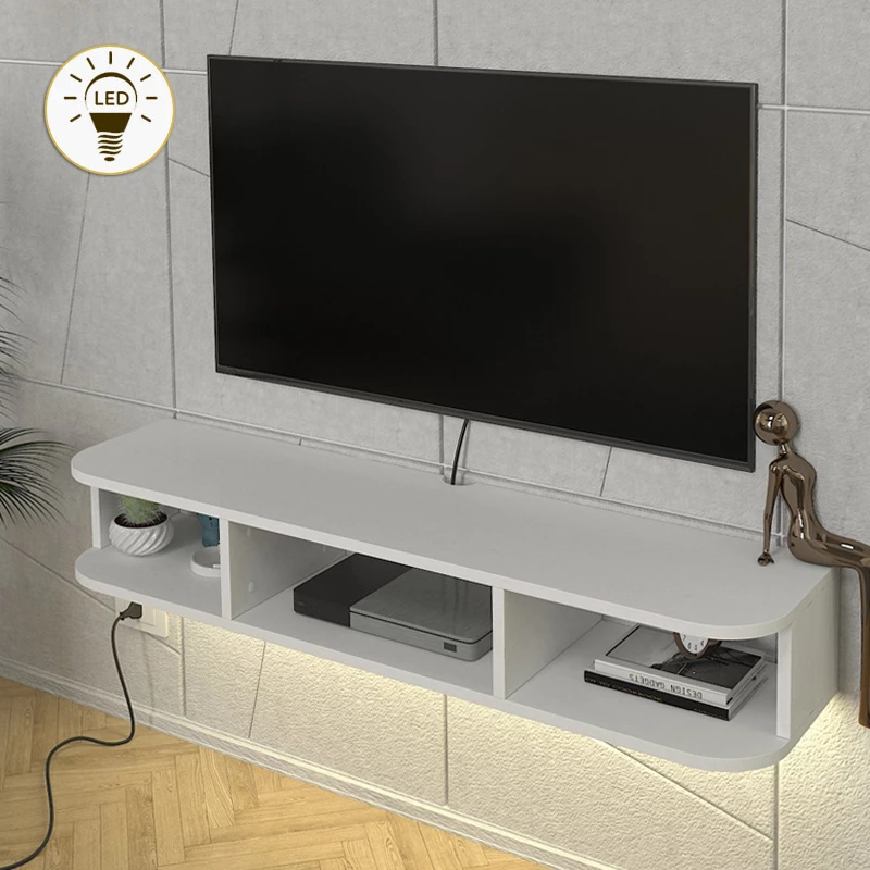 Έπιπλο τηλεόρασης επιτοίχιο Bask  με LED χρώμα λευκό 120x29,6x19,2εκ.