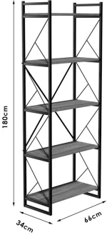 Βιβλιοθήκη Baker  καρυδί-μαύρο 66x34x180εκ