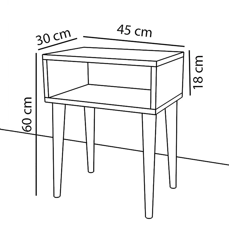 Κομοδίνο Hank  καρυδί 45x30x60εκ