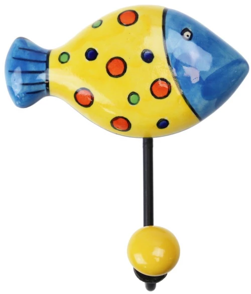 Γάντζος κεραμικός Ψάρι 10x13εκ.- Φούσκες κίτρινο