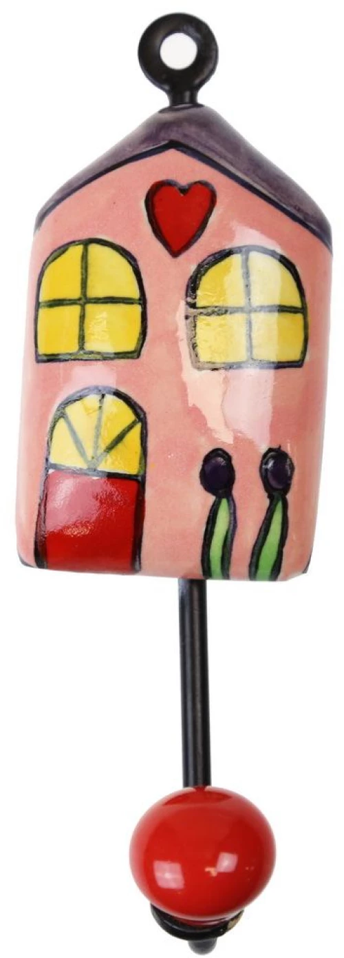 Γάντζος κεραμικό σπίτι 5x14εκ.- Ροζ