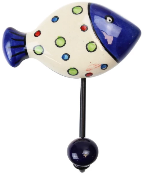 Γάντζος κεραμικός Ψάρι 10x13εκ.- Φούσκες λευκό