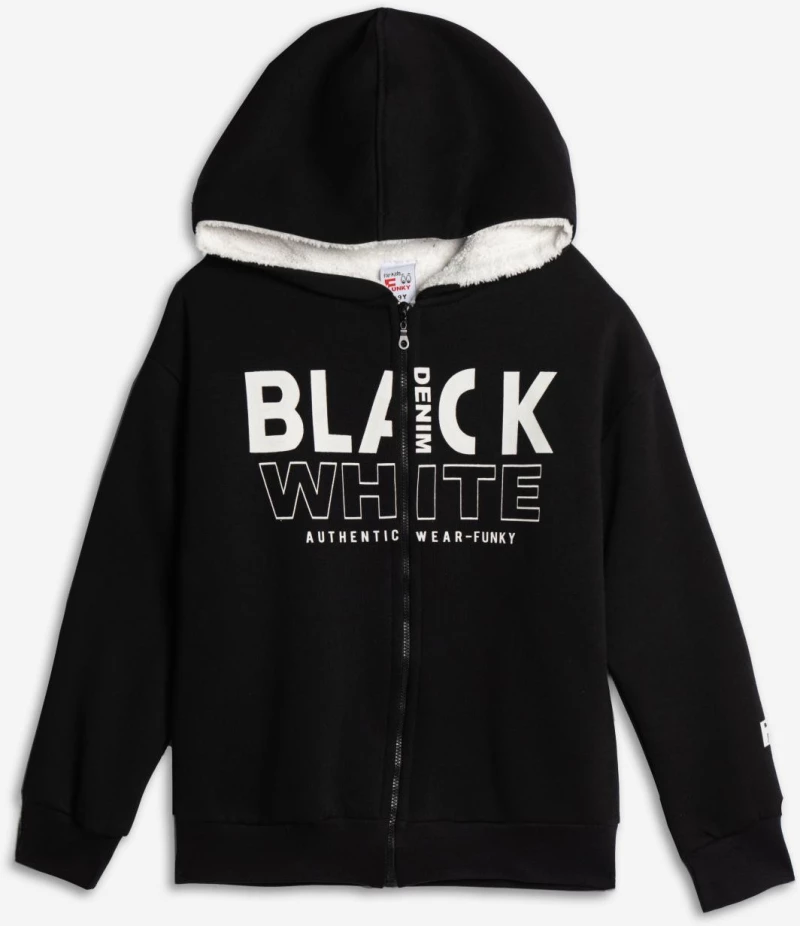 Ζακέτα με εσωτερική επένδυση αγόρι "Black white" μαύρη