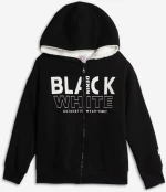 Ζακέτα με εσωτερική επένδυση αγόρι "Black white" μαύρη