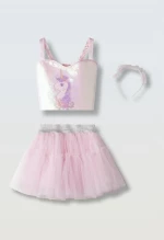 Σετ φούστα κορίτσι 3τμχ. "Glamour unicorn" ροζ